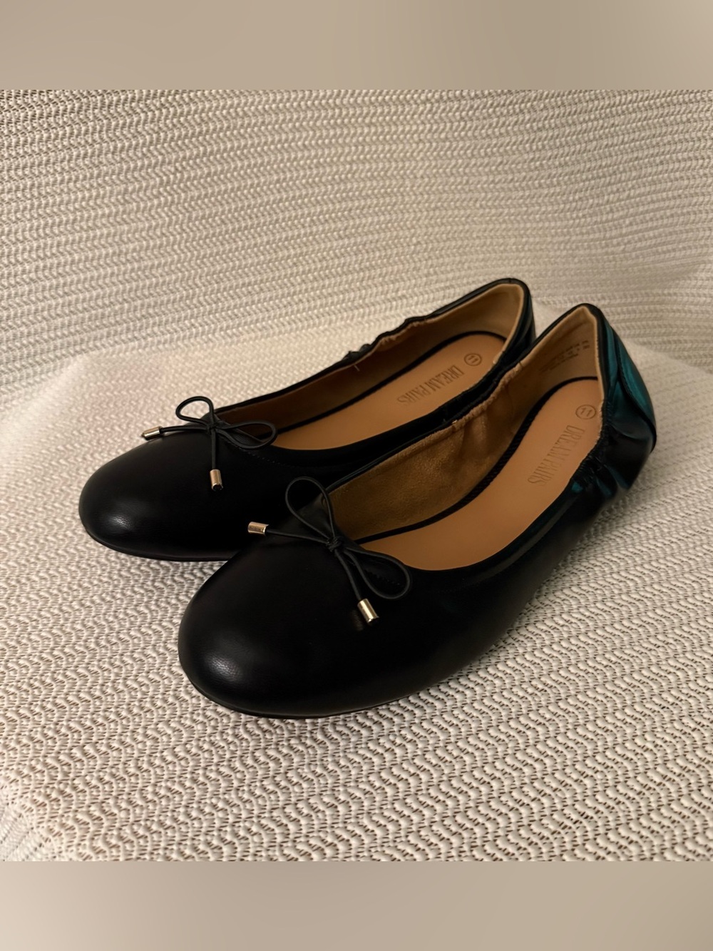 Dream Pairs Black Ballet Flats Womens Size 11 Bow Faux Leather Slip On Shoes